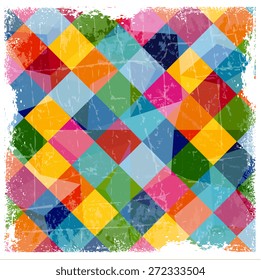 Vintage Colored Retro Pattern with Grunge Overlay