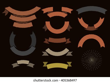 Vintage colored ribbons and banners, are suitable for coats of arms and logos.
