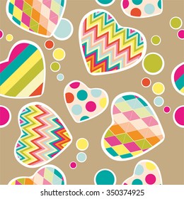 Vintage colored seamless pattern with heart.