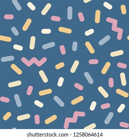 vintage colored seamless pattern of rounded sticks and zig-zags in vector