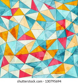 vintage colored triangles seamless pattern with grunge effect