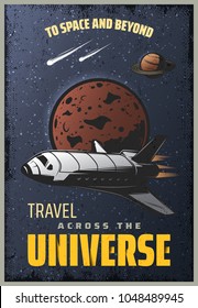 Vintage Colored Universe Poster Inscription Spaceship Stock Vector ...