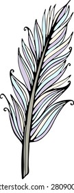 Vintage colored vector illustration of feather