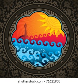 Vintage colorful artistic summer background. Vector illustration.