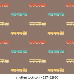 Vintage colorful brown train pattern