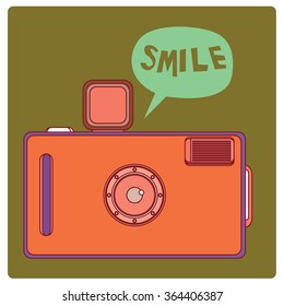 vintage colorful camera illustration for gift card