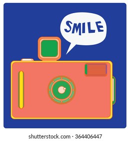 vintage colorful camera illustration for gift card