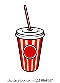 Vintage colorful cinema soda cup template isolated vector illustration