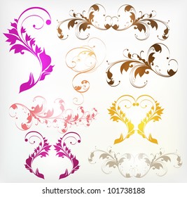 Vintage colorful design elements set for retro design.