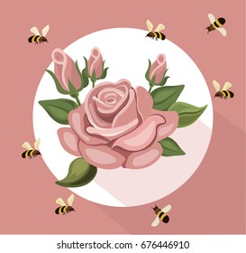 Vintage colorful Floral crown Vector summer roses pattern. Hand drawn illustrations