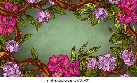 Vintage colorful floral frame