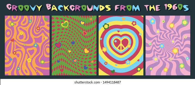 Vintage Colorful Groovy Backgrounds from the 1960s 