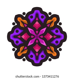 Vintage colorful mandala art with circular floral motifs element