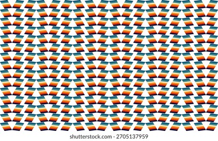 vintage colorido no bloco como X tira e triângulo para cima e para baixo estilo repete sem emenda replete em azul inveja, azul escuro, cinza verde, amarelo, vermelho, laranja plano de fundo, projeto de imagem para impressão de tecido