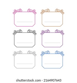 Vintage Colorful Ornamental Price Labels isolated on white. PRICE GROUPS ORNAMENTAL PINK BLACK GREY GOLD PURPLE BLUE