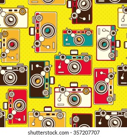 vintage colorful photo cameras seamless pattern 1