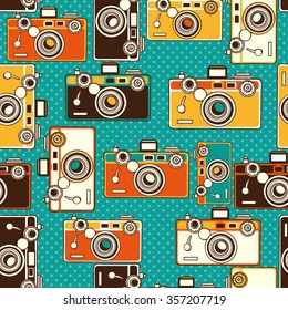 vintage colorful photo cameras seamless pattern 2