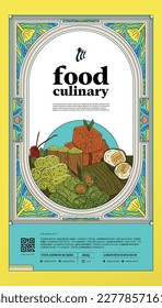 vintage colorful poster template for food culinary festival