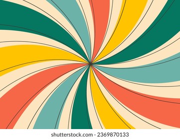 Vintage colorful retro groovy burst vector background