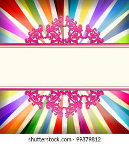 Vintage colorful template with retro sun burst background