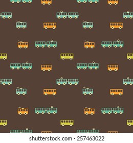 Vintage colorful tram pattern