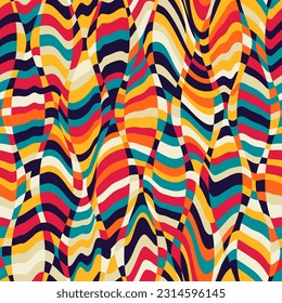 Vintage colorful wavy. Seamless pattern