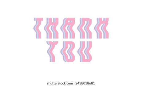 Vintage Colorful Wavy 'Thank You' Vector: Creative Design Inspiration for Retro Vibes and Nostalgic Gratitude - Typography, Graphics, and Artistic Expression in a Funky, Joyous Style