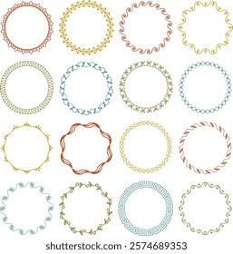 
vintage colors embroidery stitch circle frames