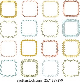 vintage colors embroidery stitch square frames