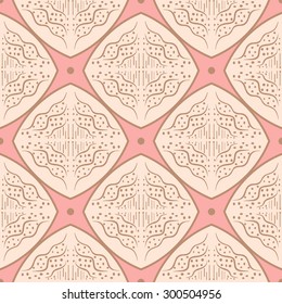 Vintage colors seamless vector pattern,geometric shapes, flowers,repeating  background, tile design fabric print
