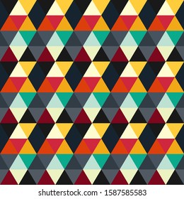 vintage colors triangles abstract geometric seamless pattern