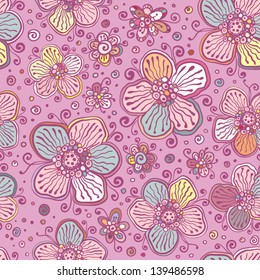 Vintage colors vector flowers seamless pattern