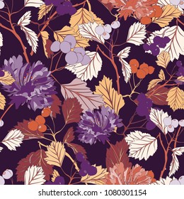 Vintage Colour Seamless Vector Textile Design Botanical Pattern Art