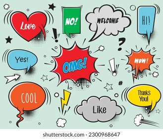 Vintage Comic Book Speech Bubbles. Vector illustration