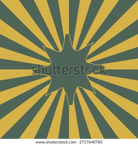 Vintage comic burst with star shape and rays emanating outwards with halftone texture