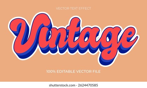Vintage comic cartoon 3d text effect design retro style