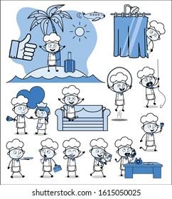 Vintage Comic Chef Concepts - Set of Different Vector illustrations
