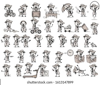 Vintage Comic Detective Agent - Various Concepts Vector illustrations