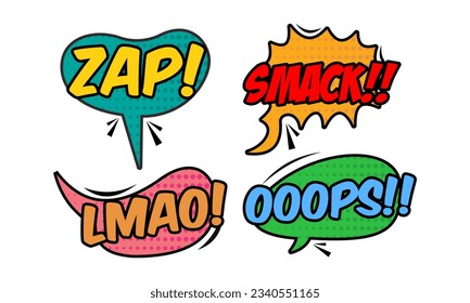 Vintage comic empty speech bubbles set on blue background