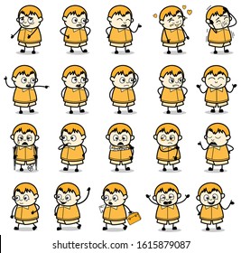 Vintage Comic Fat Boy Poses - Different Concepts Vector illustrations