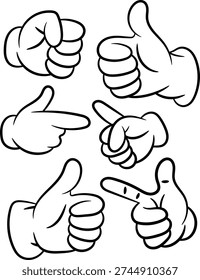 Vintage Comic Hand Signs Pack Classic Animation Glove Vector