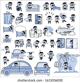 Vintage Comic Indian Man - Set of Concepts Vector illustrations