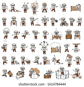 Vintage Comic Old Boss - Set of Concepts Vector illustrations