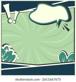Vintage comic template with plant theme, leaf and speech bubbles