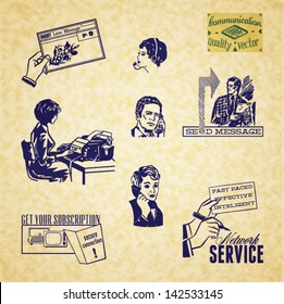 Vintage communication illustration set