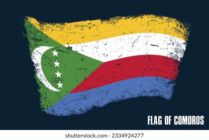 vintage Comoros flag Grunge effect with brush stroke