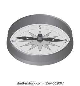 Vintage compass. Black and white image .Vector illustration.