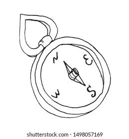 Vintage compass illustration. .A separate element of the pirate set isolated on a white background.