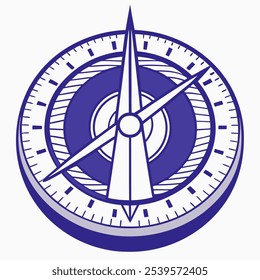 A vintage compass illustration in blue and white, perfect for nautical themed designs, logos, or branding projects.