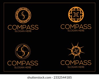 Vintage compass logo design collection Illustration of summer